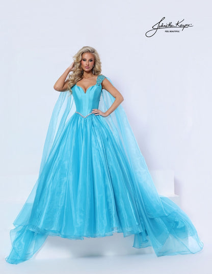 Johnathan Kayne 3341 Pageant Dress Cape Ballgown