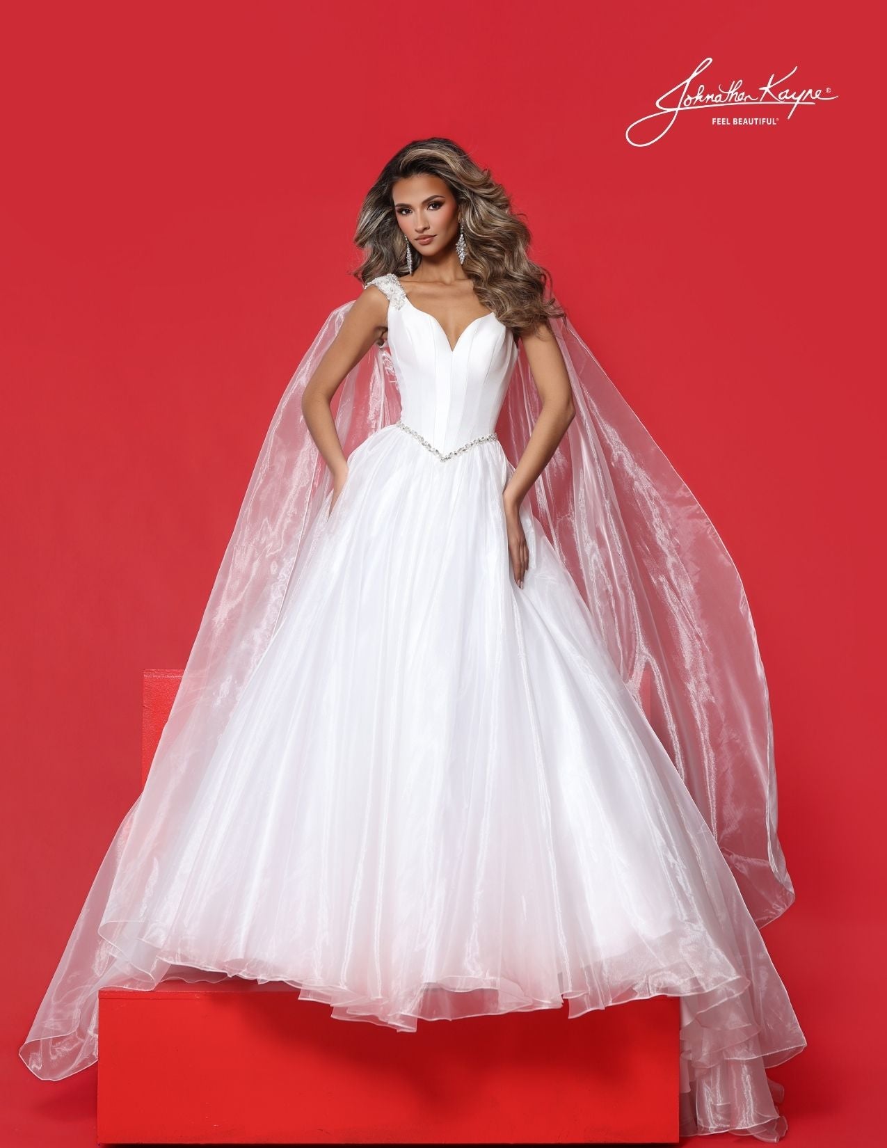 Johnathan Kayne 3341 Pageant Dress Cape Ballgown