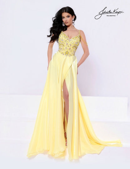 Johnathan Kayne 3357 Pageant Dress Maxi Slit Beaded