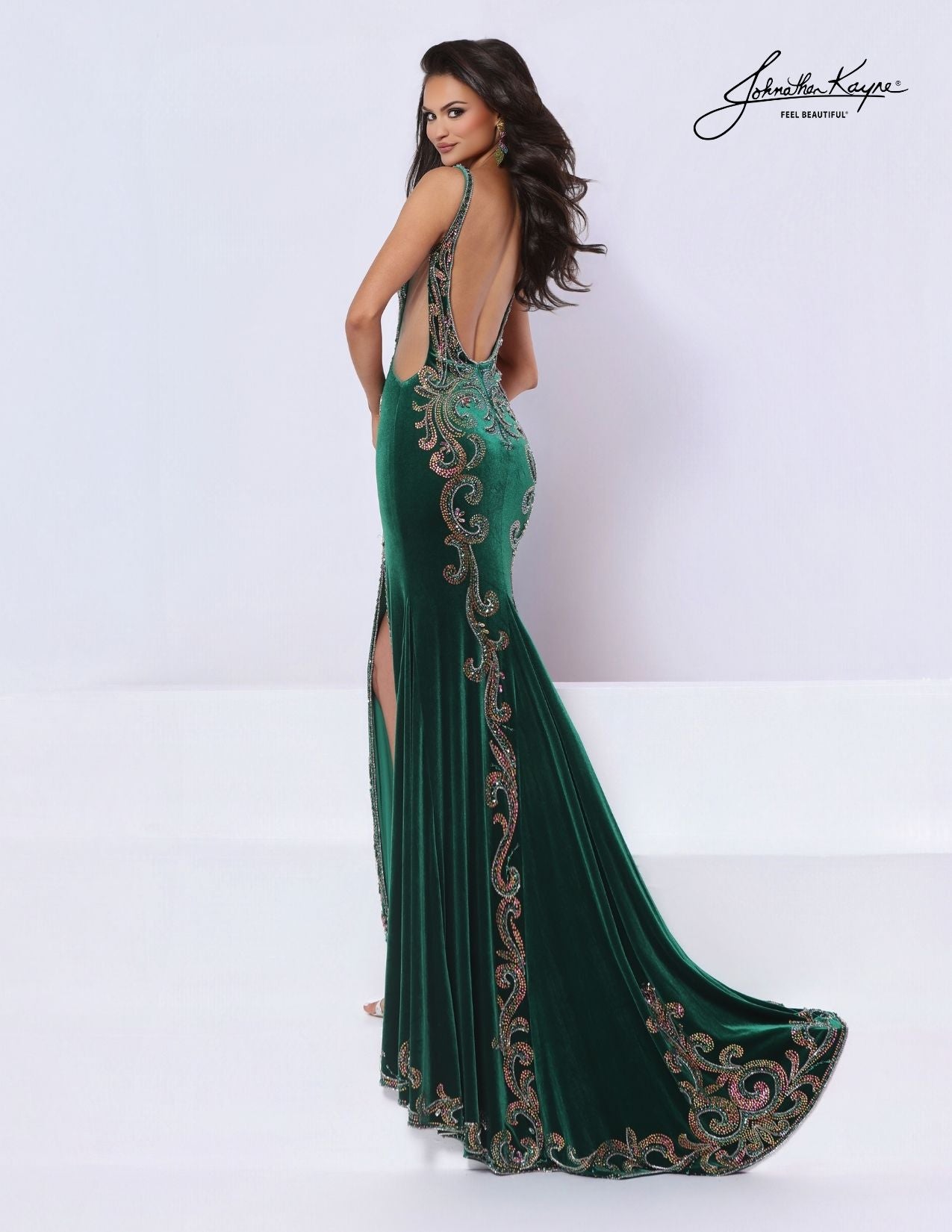 Johnathan Kayne 3380 Backless Velvet Prom Dress