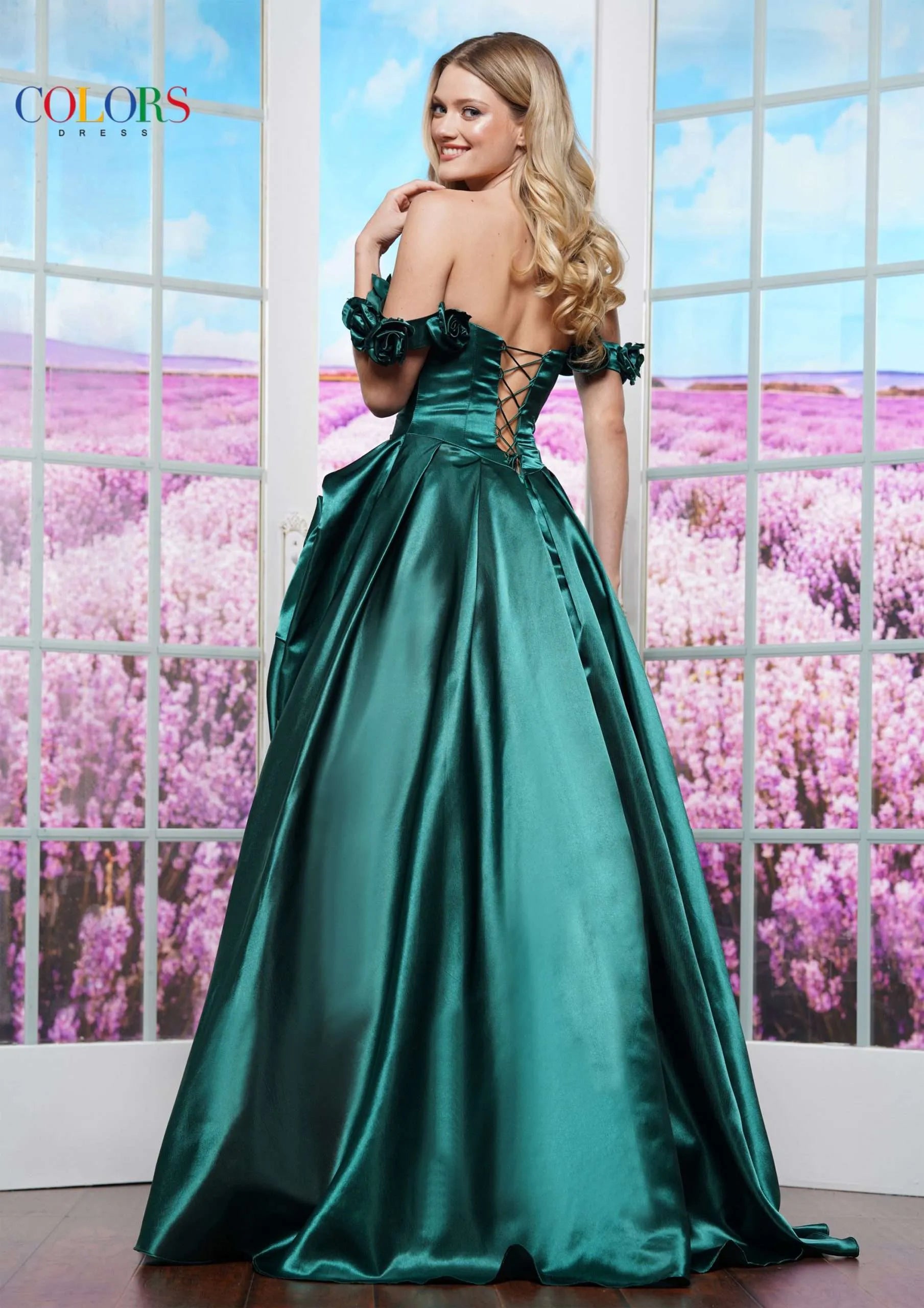 Colors Dress 3521 Satin Ballgown Maxi Slit Prom Dress off the Shoulder Formal Evening Gown 10 / Deep Green Colors Dress 3521 Satin Ballgown Maxi Slit Prom Dress off the Shoulder Formal Evening Gown 10 / Deep Green