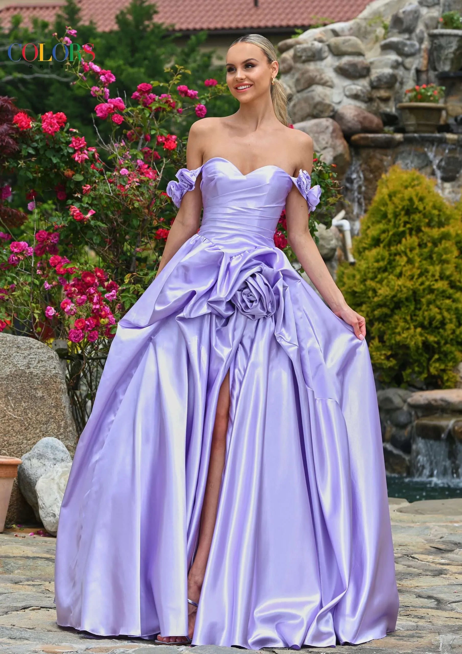 Colors Dress 3521 Satin Ballgown Maxi Slit Prom Dress off the Shoulder Formal Evening Gown 10 / Deep Green Colors Dress 3521 Satin Ballgown Maxi Slit Prom Dress off the Shoulder Formal Evening Gown 10 / Deep Green