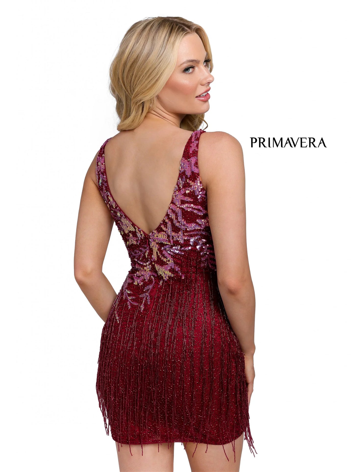 Primavera Couture 3805 size 2, 10 Raspberry Short Homecoming Dress Fitted Sequin Cocktail Dress