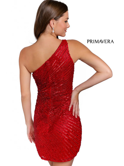 Primavera Couture 3830 Short 2023 Homecoming Dress Fitted Sequin Cocktail Dress  Available Colors- Fuchsia Midnight, Neon Coral, Red  Available Size-00-18