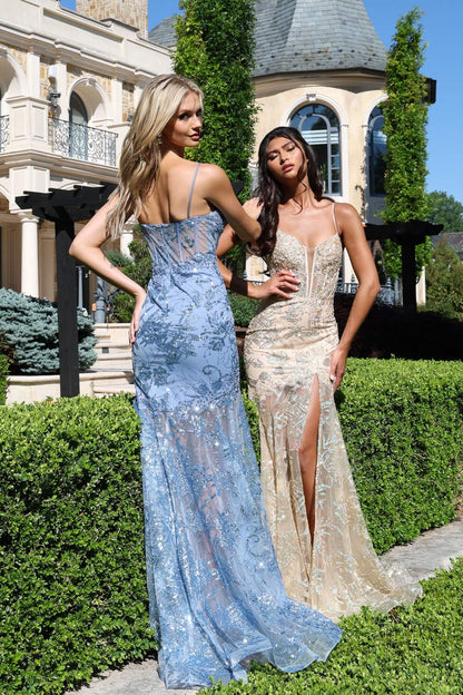 Jovani 38468 Long Prom Dress Lace Mermaid Evening Gown Sheer