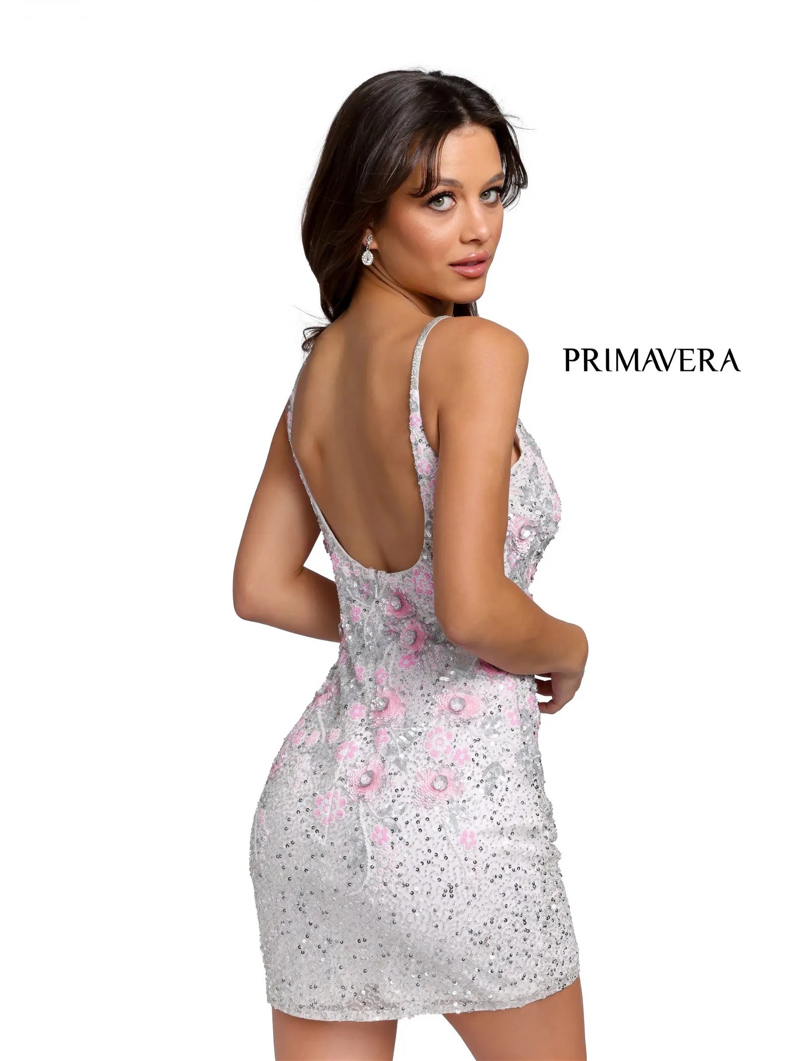 Primavera Couture 3862 Short 2022 Homecoming dress Fitted sequin beaded short cocktail dress.  Ivory Multi size 6  Available Color-  Ivory Multi