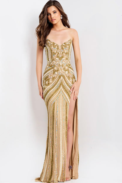 Jovani 38707 Beaded Strapless Prom Dress