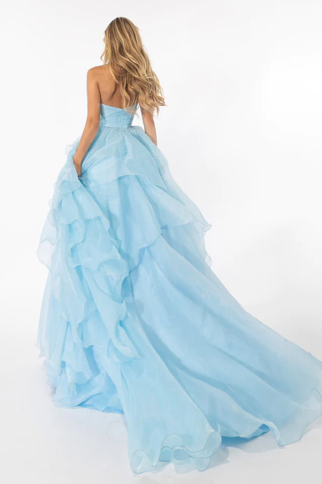 Elevate your look in the Ava Presley 39560 Long Prom Dress. This stunning halter gown features a layered organza skirt, perfect for formal events and pageants. With its luxurious design and flattering silhouette, you are sure to make a statement.