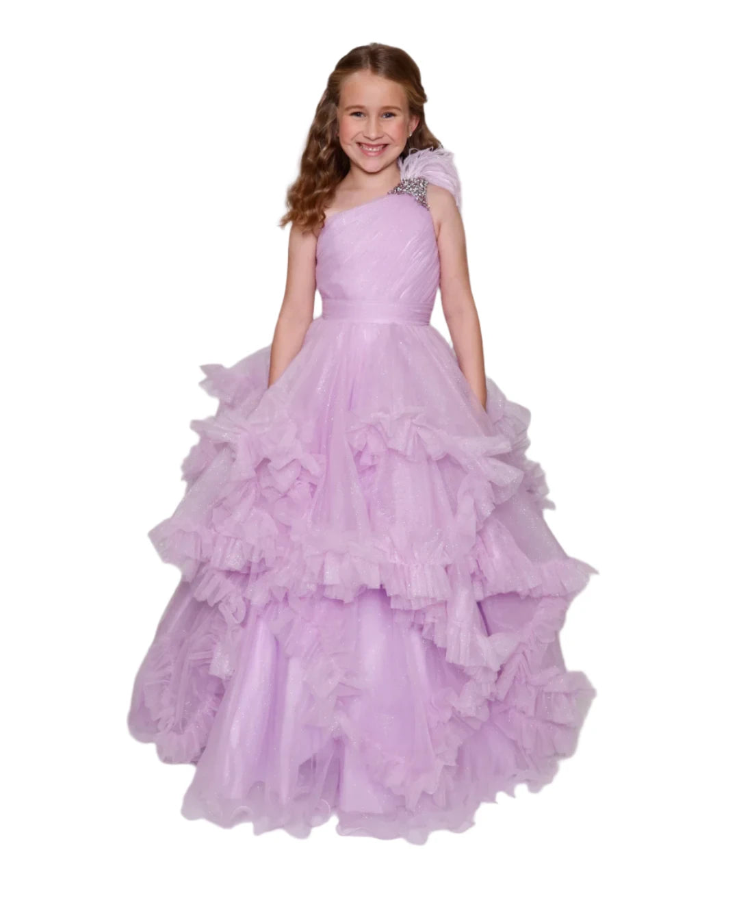 Ava Presley 39886 Girls Pleated Ruffle Shimmer Pageant Dress Feather O Glass Slipper Formals Ava Presley 39886 Girls Pleated Ruffle Shimmer Pageant Dress Feather O Glass Slipper Formals