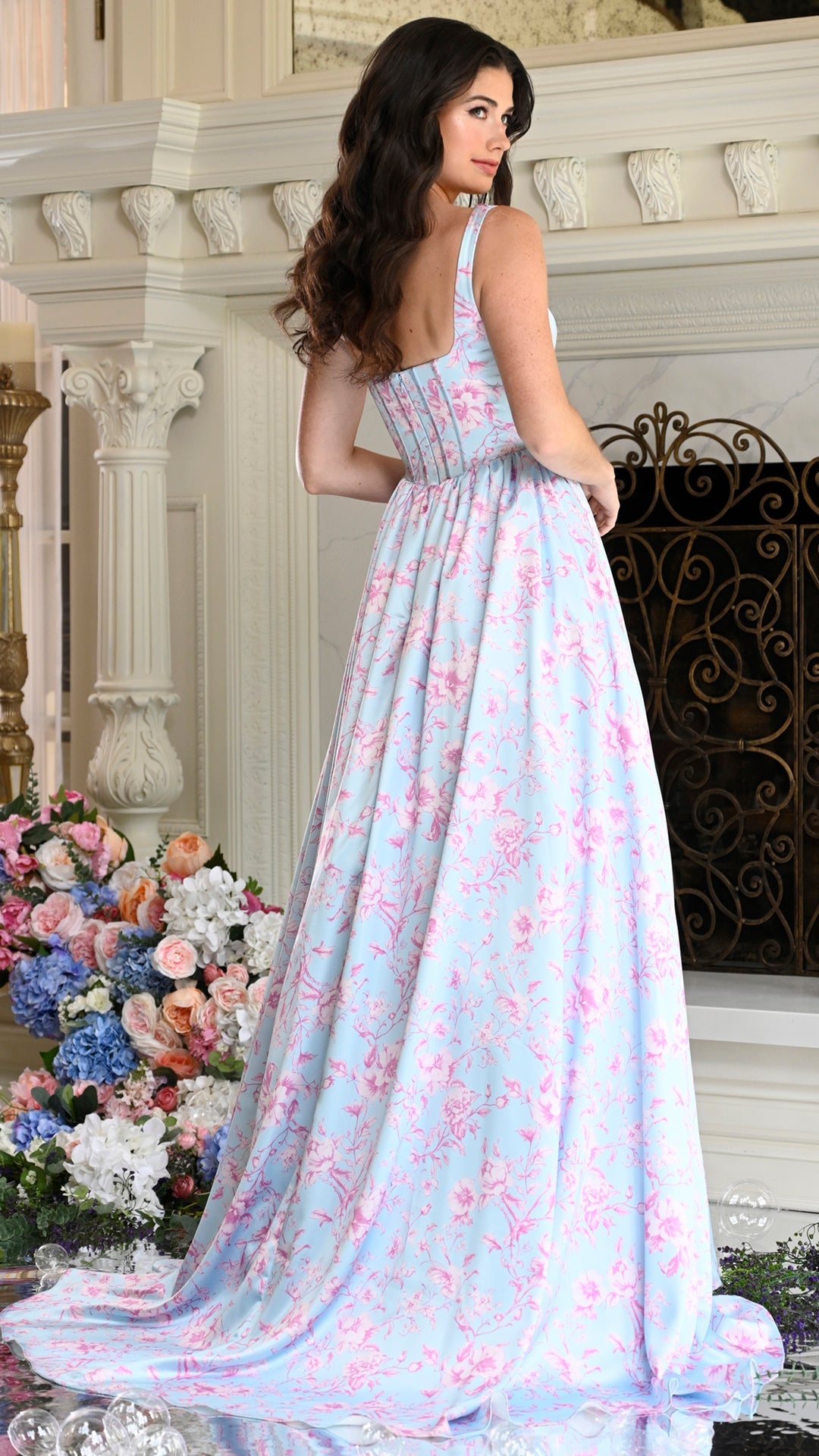 Colors Dress 3996 floral satin ballgown prom dress — 2027