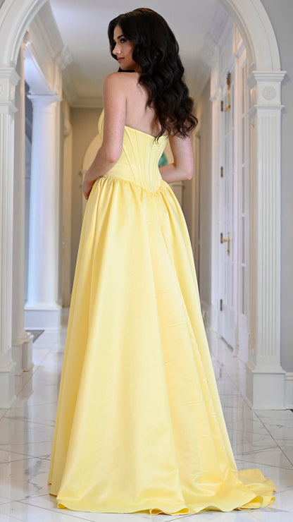 Colors Dress 3997 satin a-line prom dress in Yellow — 2027