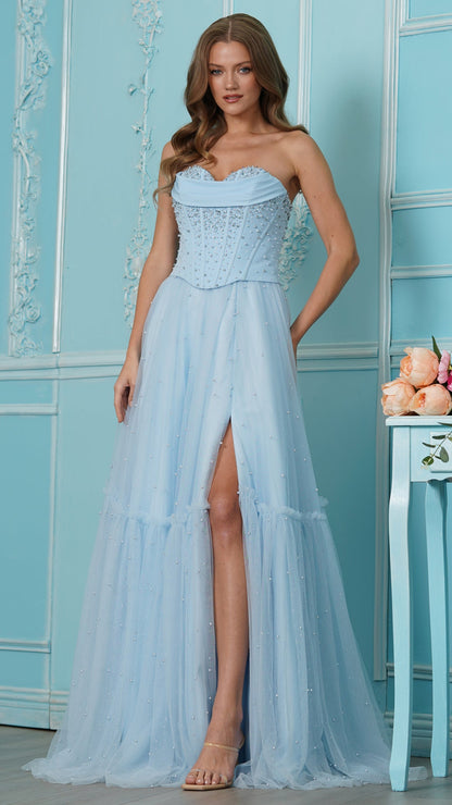 Colors Dress 4003 satin prom dress in Blue — 2027