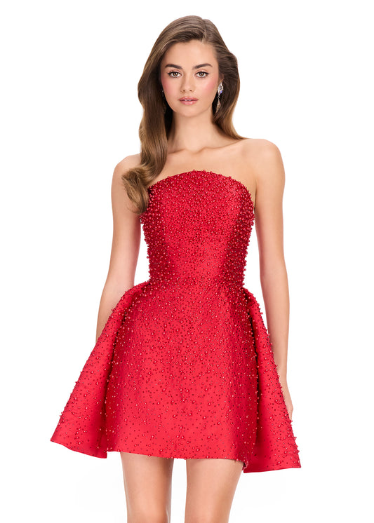 ASHLEYlauren 40056 Pearl Cocktail Dress Overskirt