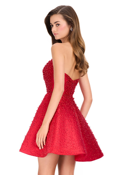 Ashley Lauren 40056 Pearl Cocktail Dress Overskirt