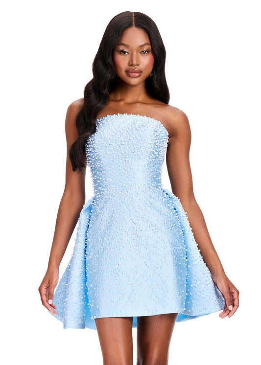ASHLEYlauren 40056 Pearl Cocktail Dress Overskirt