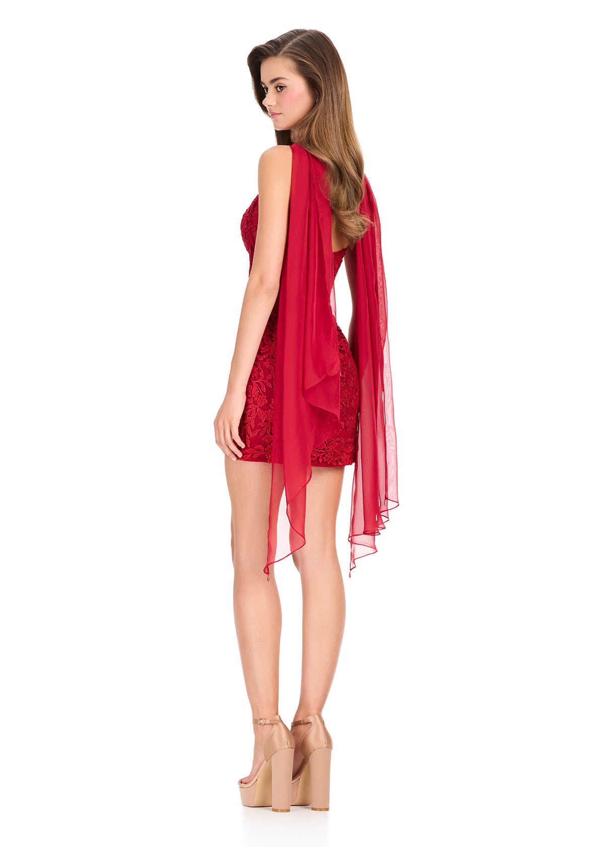 Ashley Lauren 40060 Lace Cocktail Dress Corset