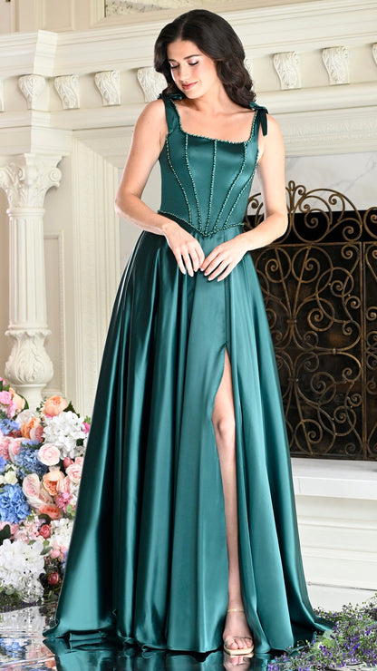 Colors Dress 4006 satin a-line prom dress in DEEP GREEN — 2027