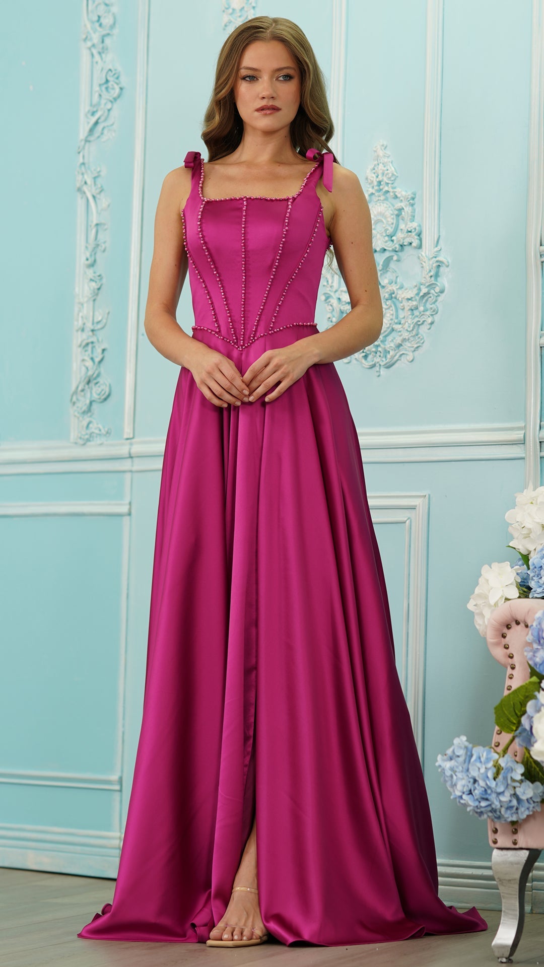 Colors Dress 4006 satin a-line prom dress in MAGENTA — 2027