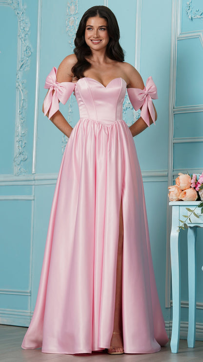 Colors Dress 4009 satin a-line prom dress in Pink — 2027