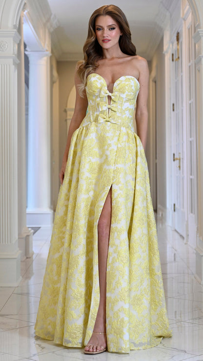 Colors Dress 4018 strapless ballgown prom dress in Yellow — 2027