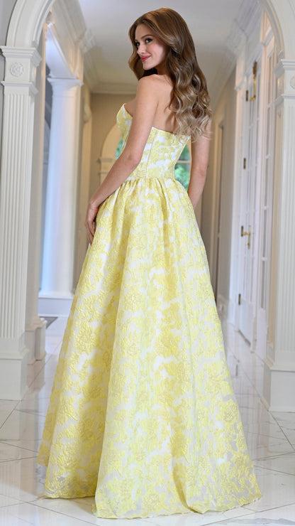 Colors Dress 4018 strapless ballgown prom dress in Yellow — 2027