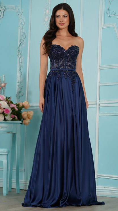 Colors Dress 4025 satin prom dress in NAVY — 2027