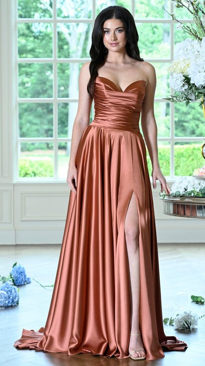 Colors Dress 4026 satin a-line prom dress in TERRACOTTA — 2027