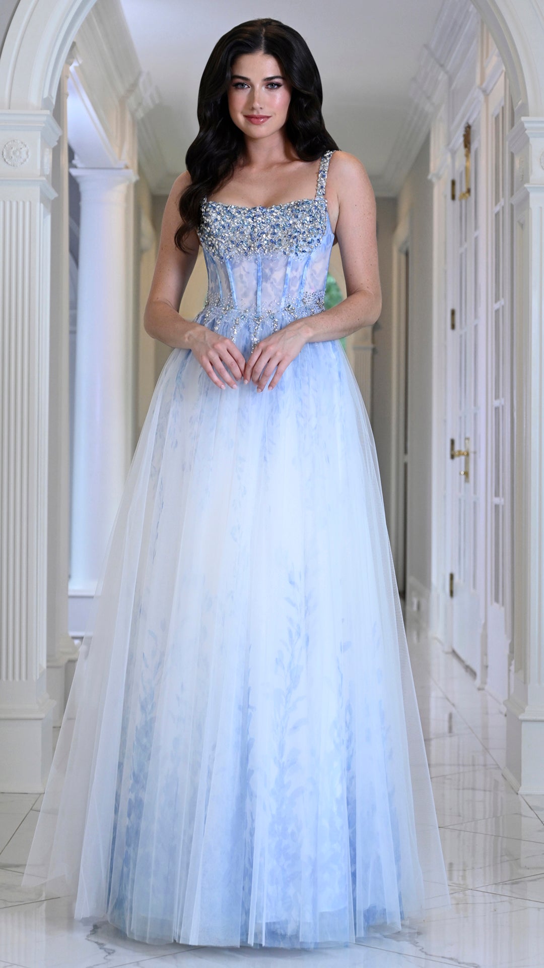 Colors Dress 4033 beaded corset prom dress in Baby Blue — 2027