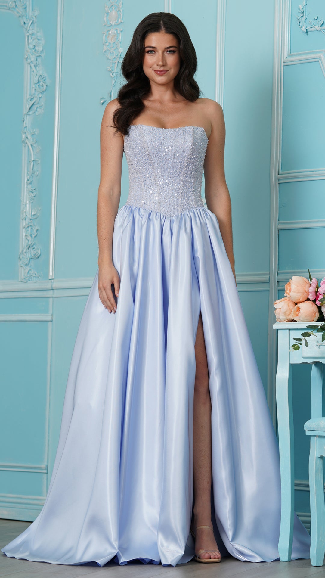 Colors Dress 4034 beaded ballgown prom dress in Blue — 2027
