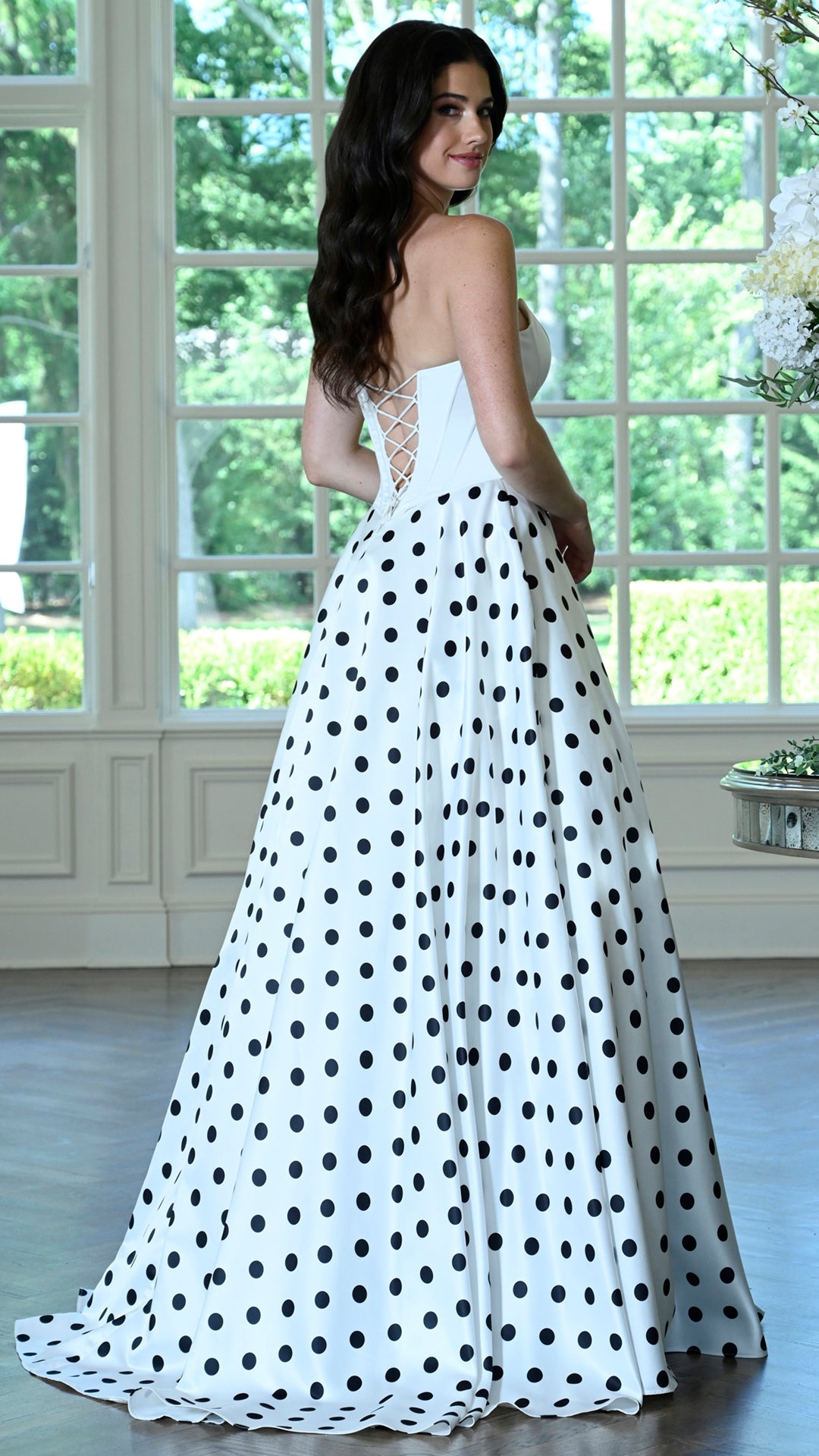 Colors Dress 4036 strapless satin corset prom dress in White — 2027