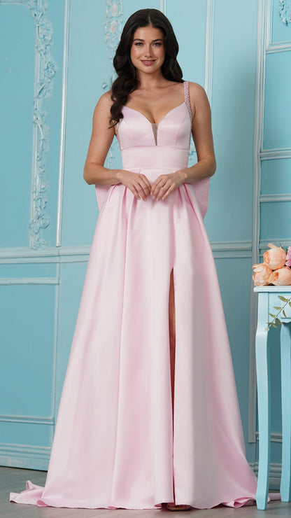 Colors Dress 4037 satin a-line prom dress in Pink — 2027