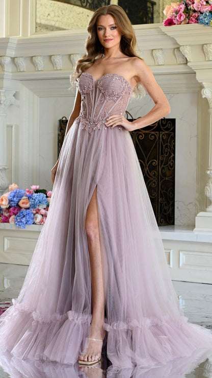 Colors Dress 4041 tulle ballgown prom dress in Dusty Rose — 2027