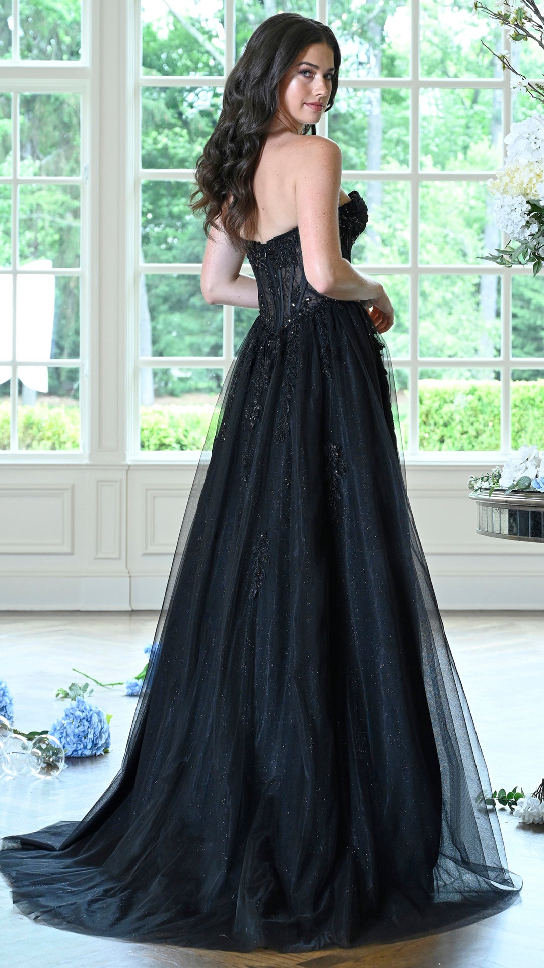 Colors Dress 4044 lace a-line prom dress in BLACK — 2027