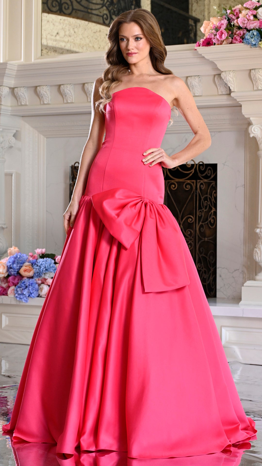 Colors Dress 4058 satin mermaid prom dress in Hot Pink — 2027
