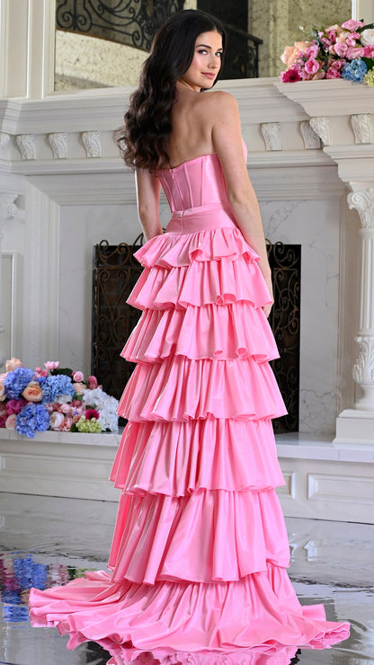 Colors Dress 4061 strapless metallic corset prom dress in Pink — 2027