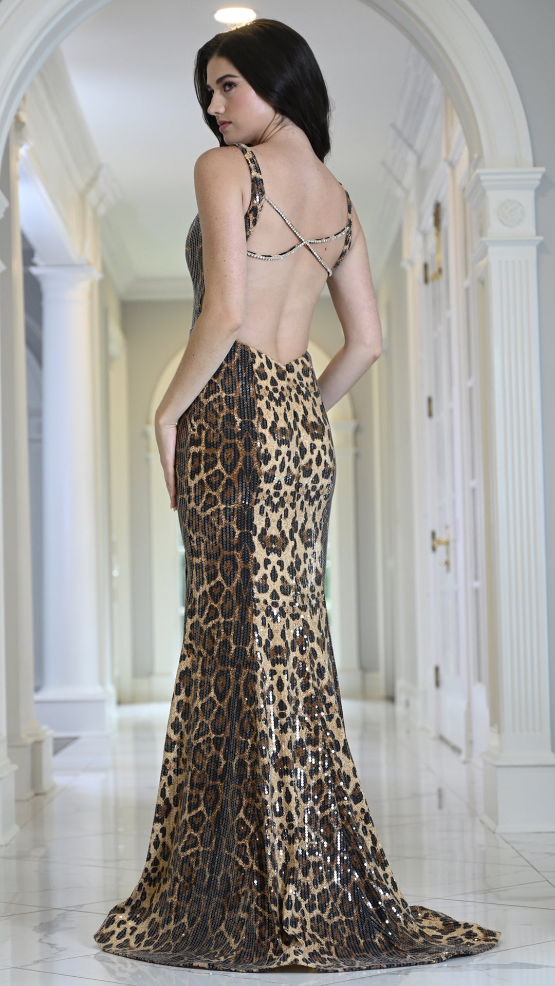 Colors Dress 4066 sequin prom dress in Leopard — 2027