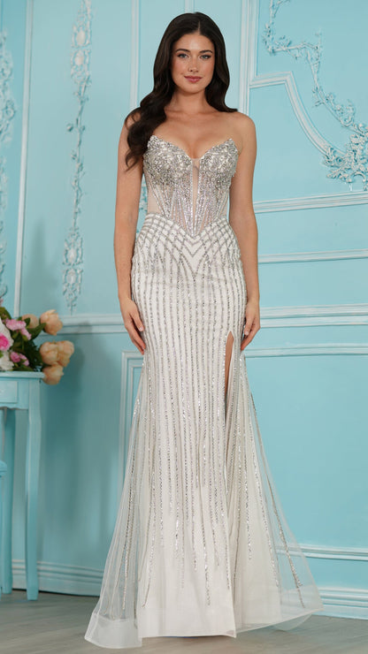 Colors Dress 4090 strapless beaded mermaid prom dress in Off White — 2027