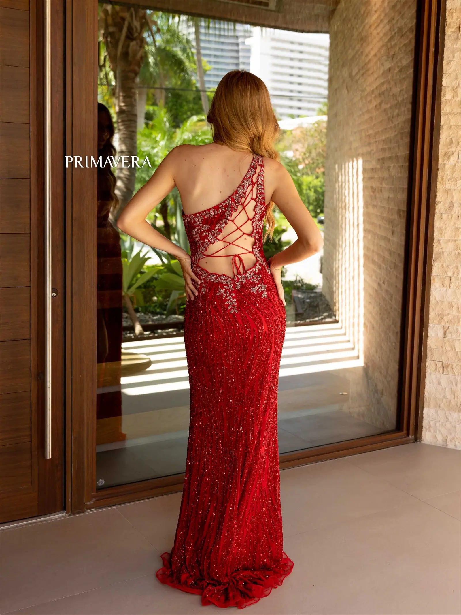 Wine Red Beaded Long Evening Dress with Sweep Train – Dreamdressy