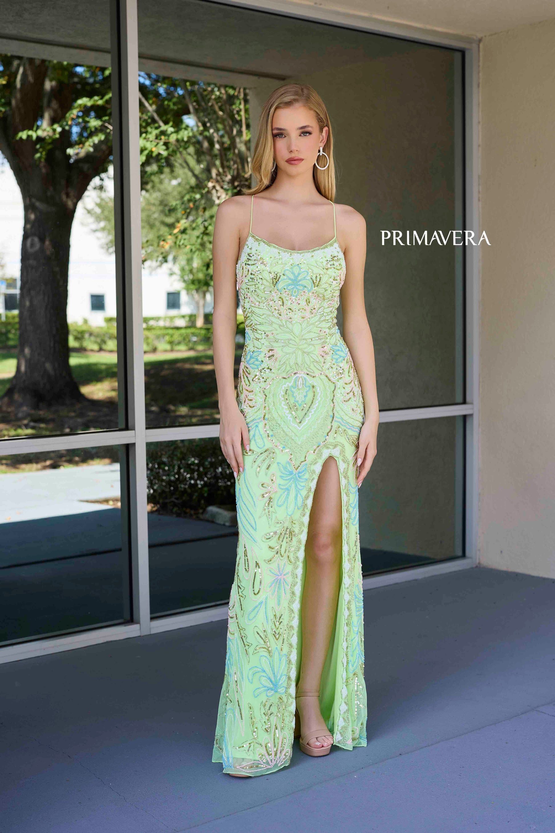 Primavera Couture 4156 Size 0 Apple Green Prom Dress Beaded Glass Slipper Formals Primavera Couture 4156 Size 0 Apple Green Prom Dress Beaded Glass Slipper Formals
