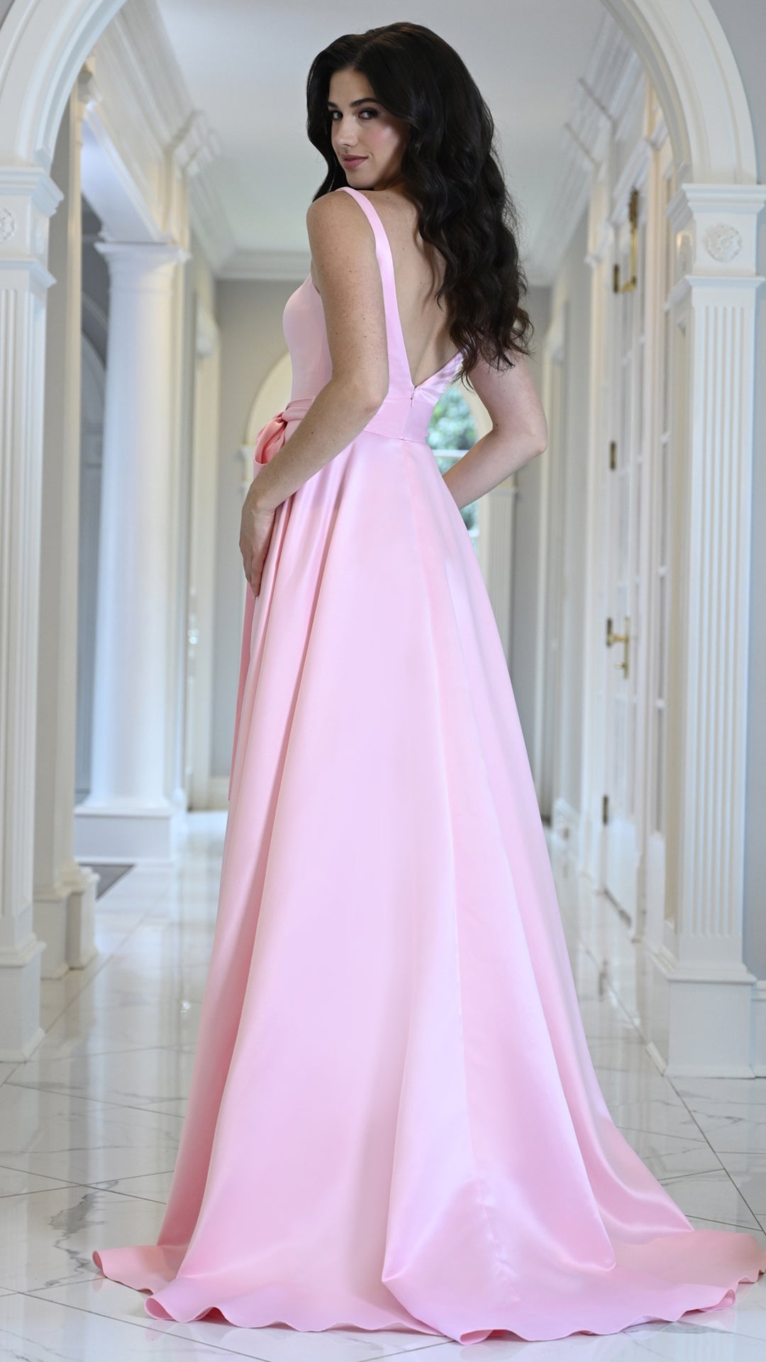 Colors Dress 4157 satin a-line prom dress in Pink — 2027