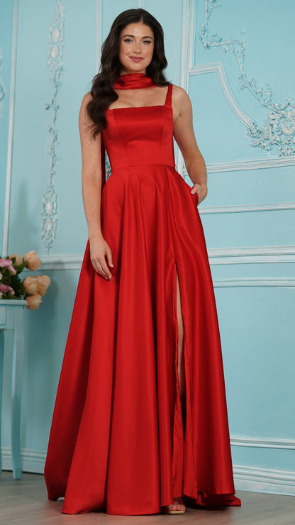 Colors Dress 4157 satin a-line prom dress in Red — 2027