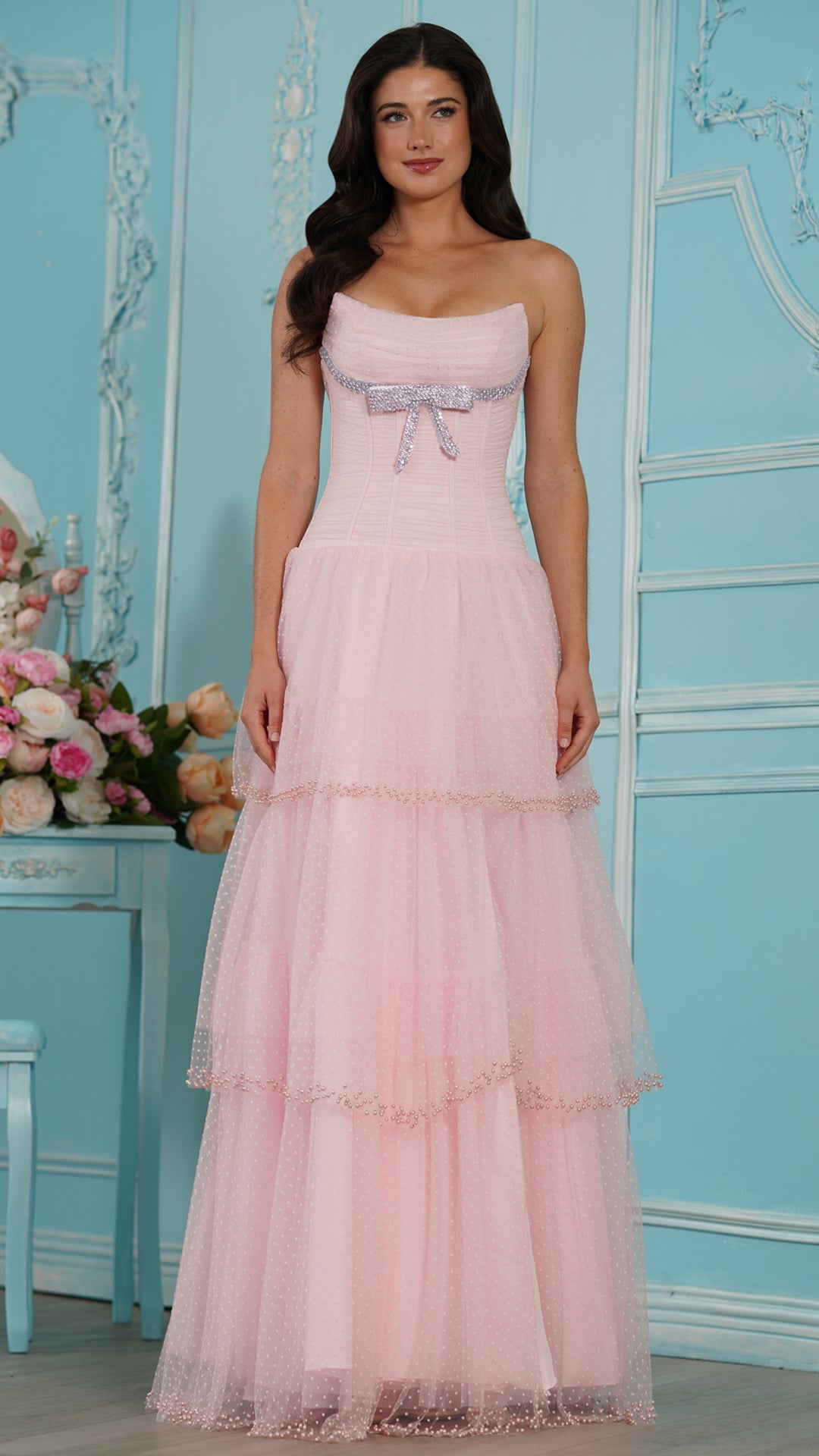 Colors Dress 4175 beaded prom dress in Pink — 2027