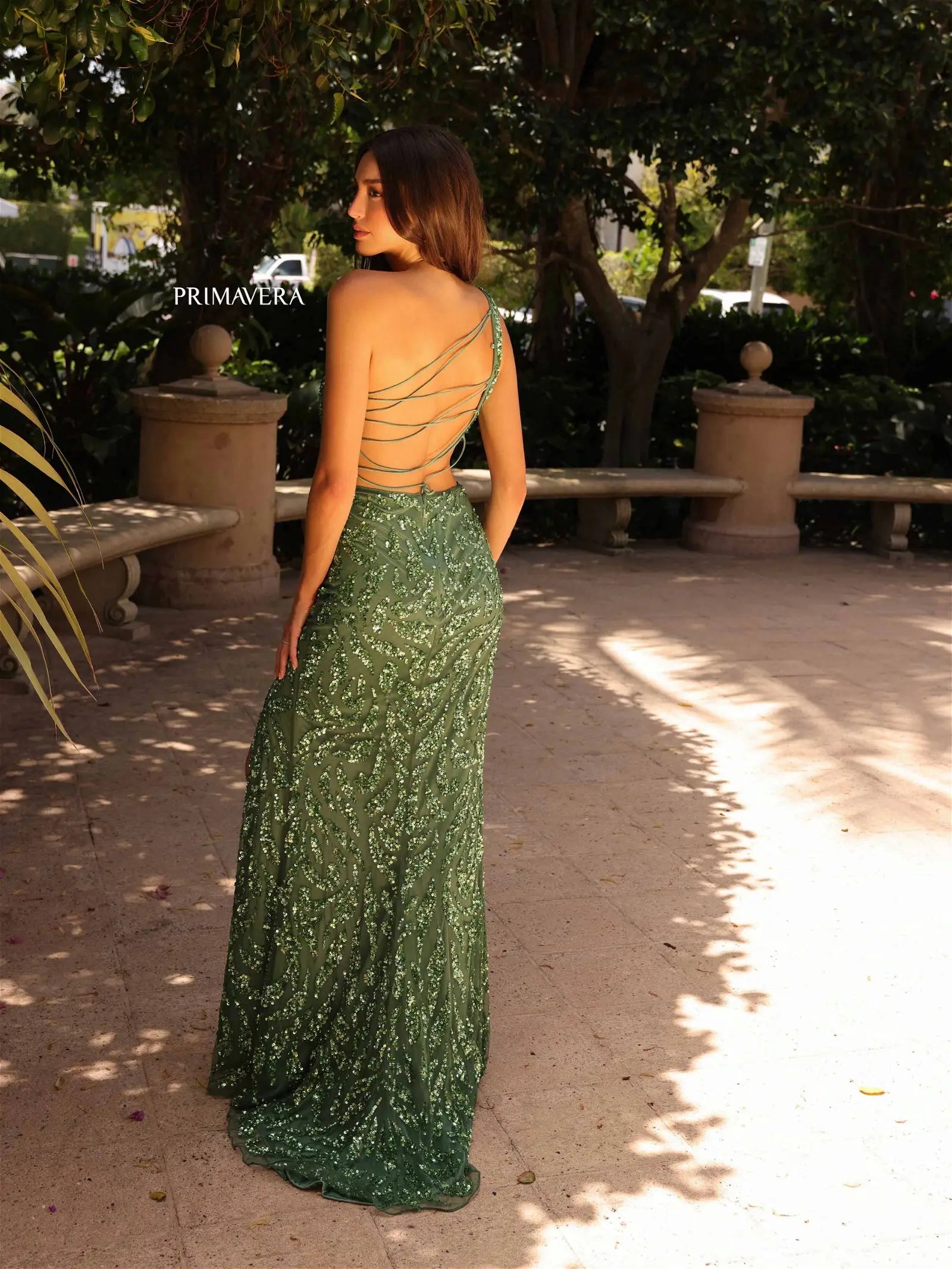 Primavera Couture 4191 One Shoulder Sequin Backless Corset Prom Dress –  Glass Slipper Formals