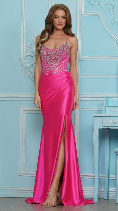Colors Dress 4242 metallic prom dress in Hot Pink — 2027
