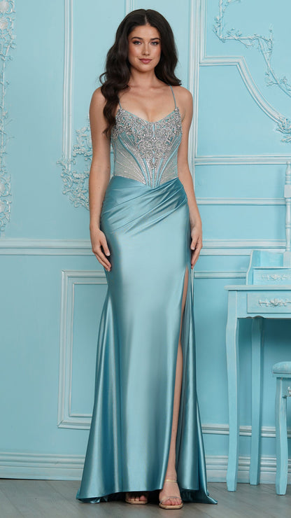 Colors Dress 4242 metallic prom dress in SEAFOAM — 2027