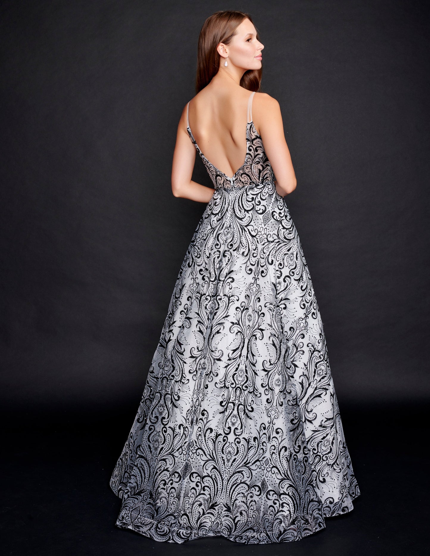 Nina Canacci 4304 Size 0 Royal Shimmer Prom Dress A Line V Neckline Open Back Evening Gown