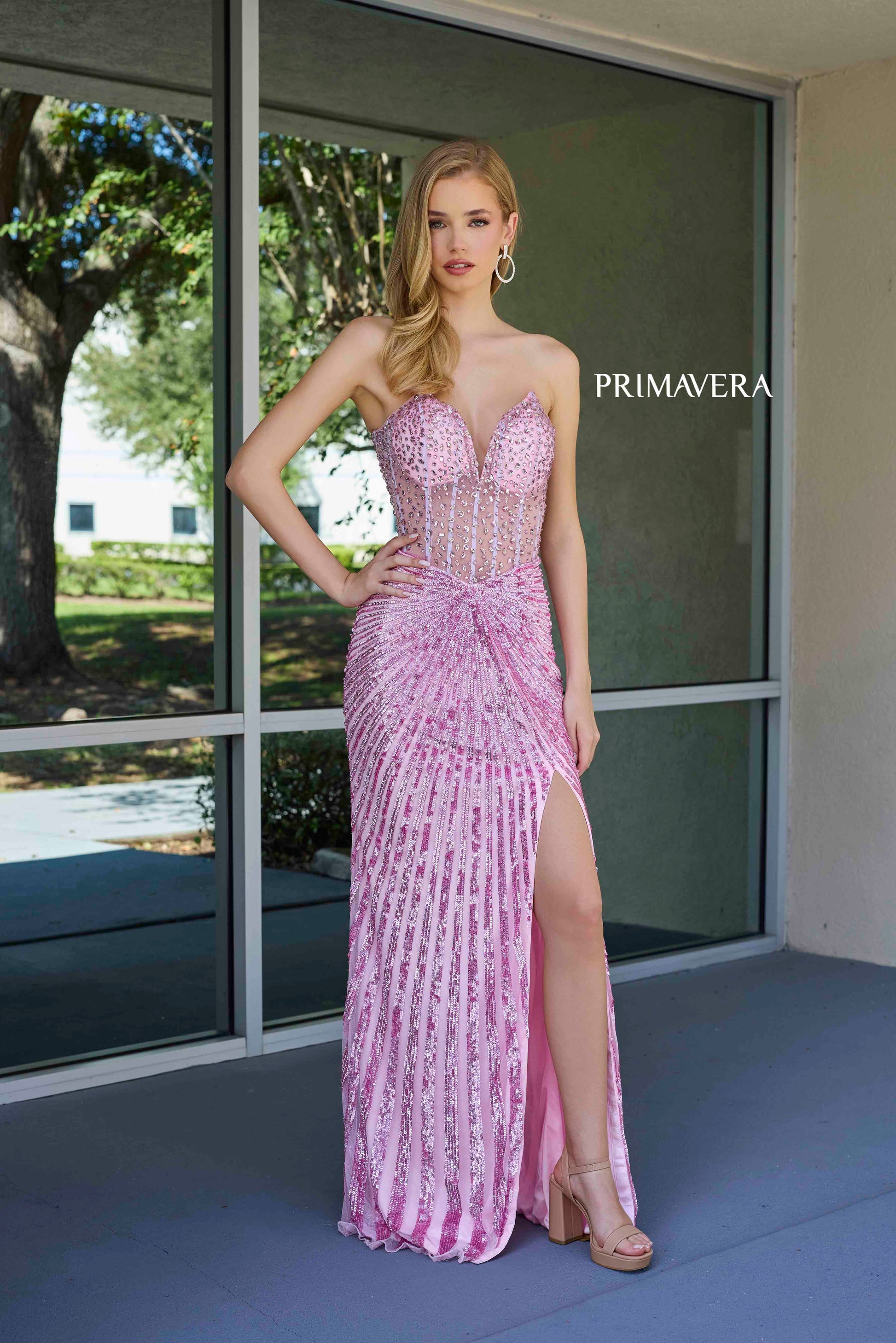 chav prom dresses Clarisse 810508 Plunging V-neck Full Beaded Lace Prom Dress