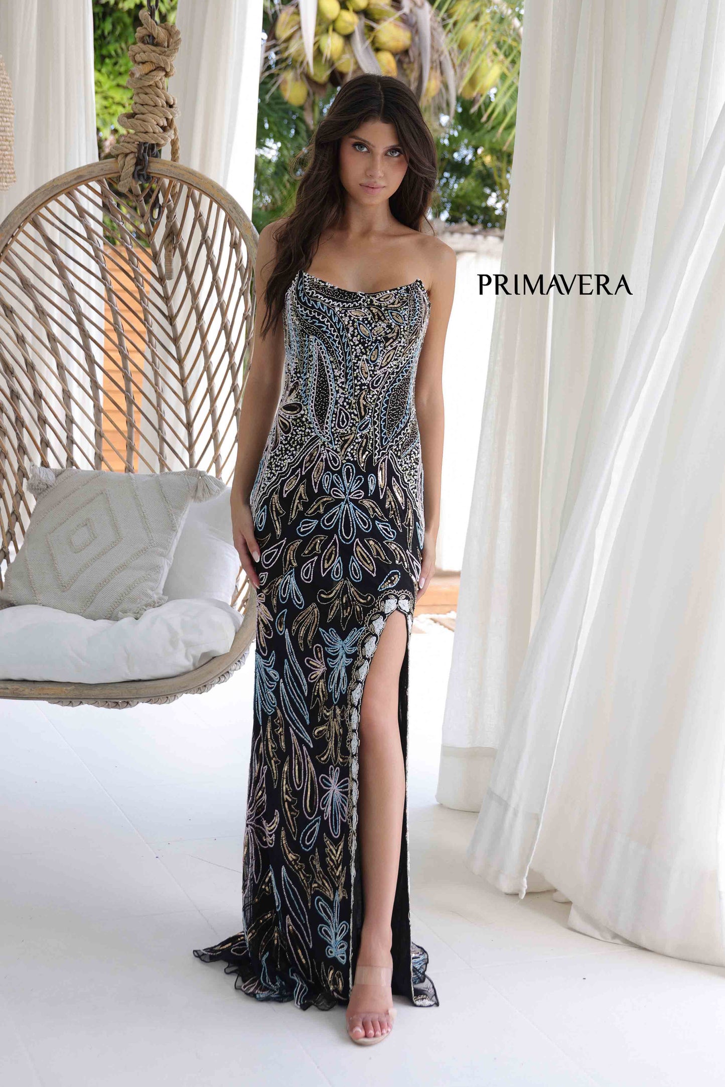 Elevate your style in this Primavera Couture 4331 Long Beaded Prom Dress. The intricate beading and corset detailing will accentuate your figure, while the strapless neckline adds a touch of elegance. The slit and formal evening gown design make this dress perfect for any special occasion.
Sizes: 000-18
Colors: Black, Ivory, Ivory/Gold, Ivory/Blue, Orchid, Royal Blue, Mint, Pink