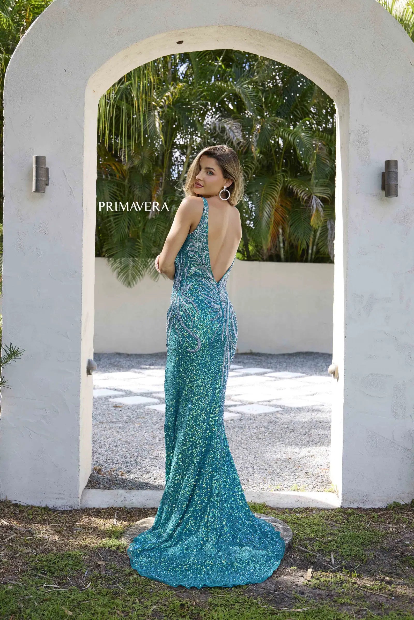 Primavera Couture 4333 Sequin Beaded V Neck Prom Dress Slit Backless Formal Gown 0 / Midnight Primavera Couture 4333 Sequin Beaded V Neck Prom Dress Slit Backless Formal Gown 0 / Midnight