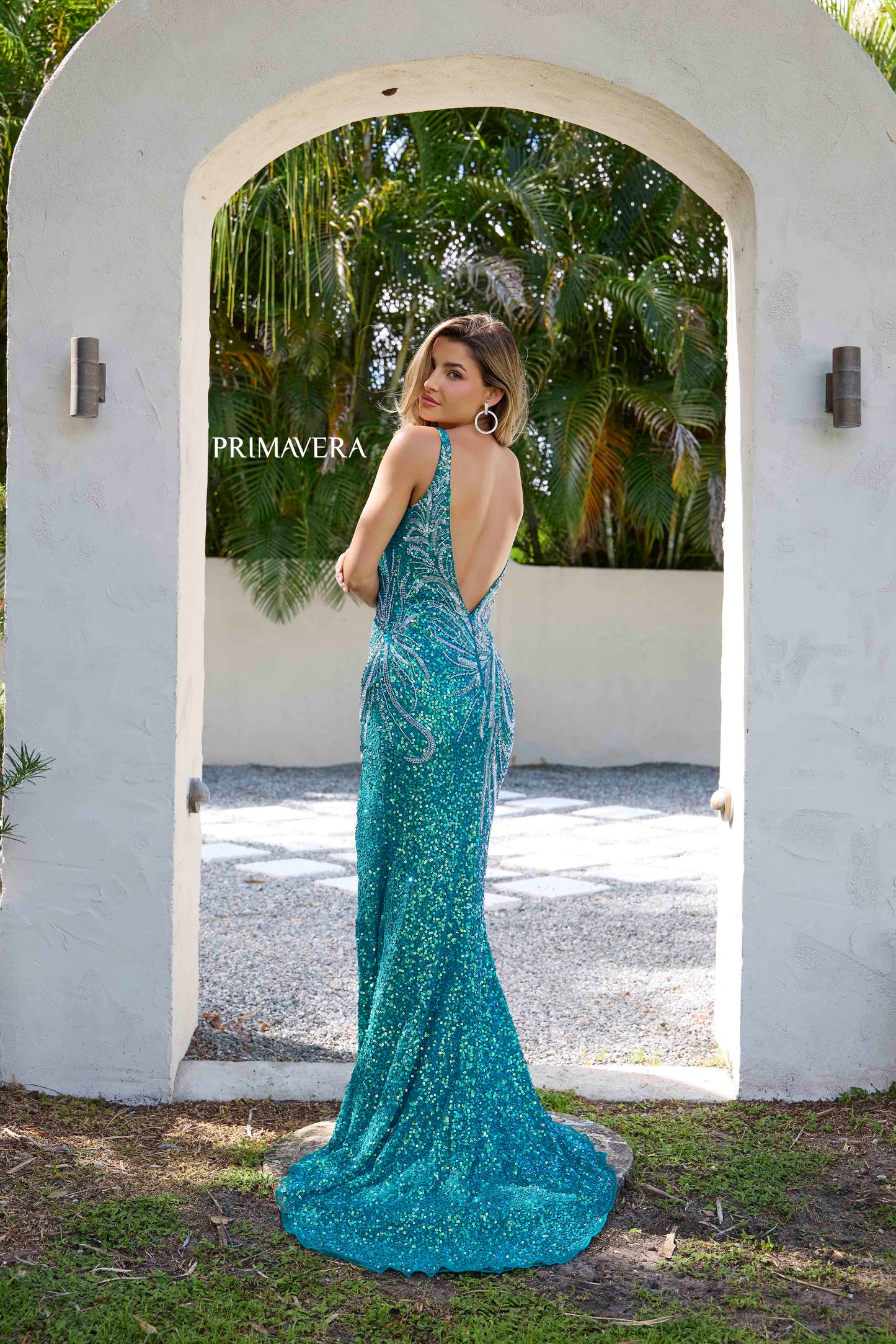 Primavera Couture 4333 Sequin Beaded V Neck Prom Dress Slit Backless Formal Gown 0 / Midnight Primavera Couture 4333 Sequin Beaded V Neck Prom Dress Slit Backless Formal Gown 0 / Midnight
